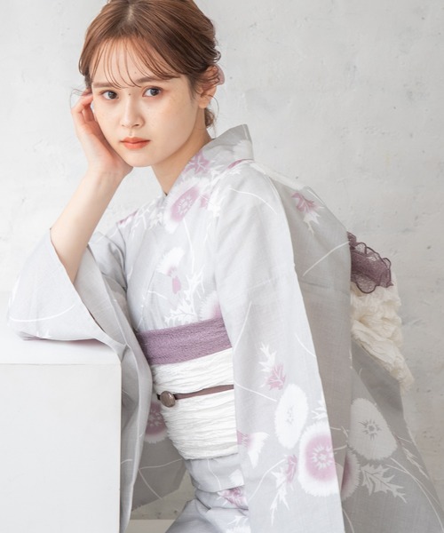 ゆかた館グレース(ユカタカングレース)の「こだわり浴衣5点セット(浴衣・レディース・イエロー/グリーン/ベージュ/ベージュ系/クリーム/サックスブルー/ライトグレー/グレー/ラベンダー/チャコールグレー/ライトグレー系・MEDIUM/SMALL)」の4枚目の写真