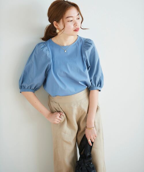 le.coeur blanc(ルクールブラン)の「マーセライズボリュームスリーブプルオーバー(Tシャツ/カットソー・レディース・ライトブルー/ブラック/オフホワイト・38)」の21枚目の写真