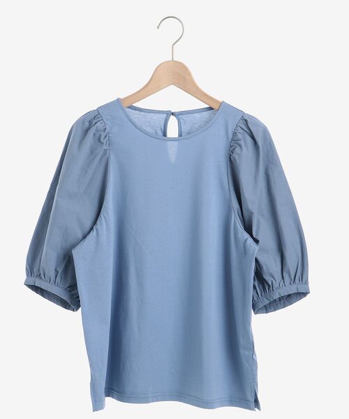 le.coeur blanc(ルクールブラン)の「マーセライズボリュームスリーブプルオーバー(Tシャツ/カットソー・レディース・ライトブルー/ブラック/オフホワイト・38)」の6枚目の写真