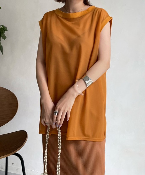 DouDou(ドゥドゥ)の「シアートップス+リブタイトスカートSET(ワンピース・レディース・ライトグレー/ブラック/オレンジ/ピンク・FREE)」の13枚目の写真