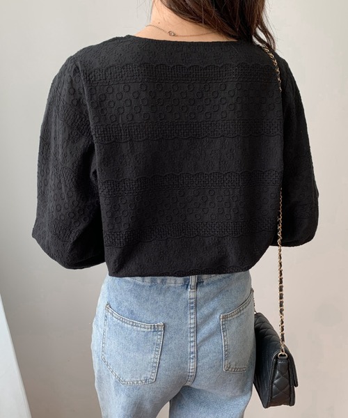 Diosfront（ディオスフロント）の「カットワーク刺繍ボリュウームスリーブブラウス（シャツ/ブラウス・レディース・ホワイト/ブラック・M/L）」の9枚目の写真