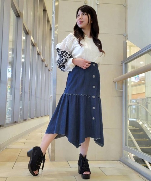 axes femme（アクシーズファム）｜デニムスカート（ブルー系
