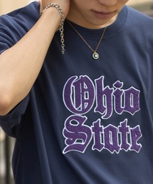 カレッジロゴサガラ刺繍クルーネックTシャツ/オールドイングリッシュ/ビッグシルエット/古着風