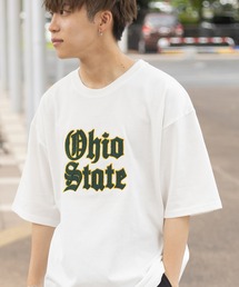 カレッジロゴサガラ刺繍クルーネックTシャツ/オールドイングリッシュ/ビッグシルエット/古着風
