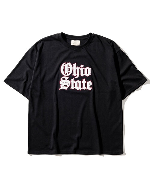 SlashDate(スラッシュデイト)の「カレッジロゴサガラ刺繍クルーネックTシャツ/オールドイングリッシュ/ビッグシルエット/古着風(Tシャツ/カットソー・レディース・ホワイト/ブラック/ネイビー/グリーン/ブルー・M/L/XL)」の10枚目の写真
