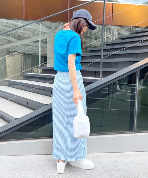 one after another NICE CLAUP（ワンアフターアナザーナイスクラップ）の「ノンストレスで履ける　しぼしぼスリットスカート（スカート・レディース・ブラック/ブラック系その他/サックスブルー系/ピンク系その他・FREE）」の9枚目の写真