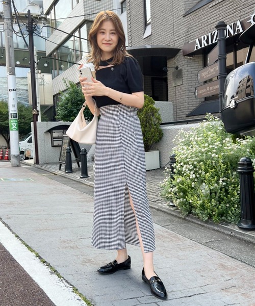 one after another NICE CLAUP（ワンアフターアナザーナイスクラップ）の「ノンストレスで履ける　しぼしぼスリットスカート（スカート・レディース・ブラック/ブラック系その他/サックスブルー系/ピンク系その他・FREE）」の10枚目の写真