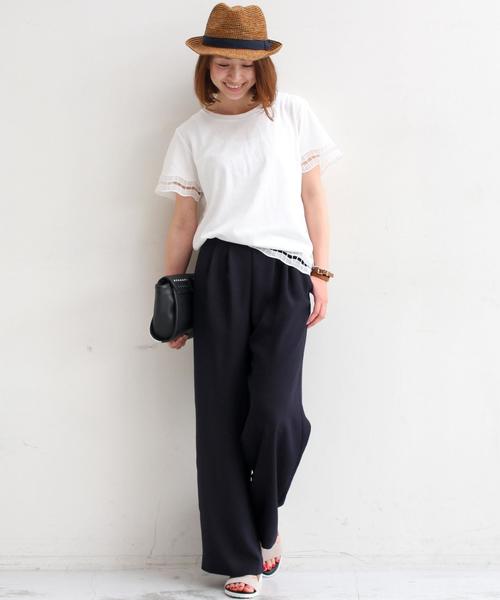 BEAUTY&YOUTH UNITED ARROWS（ビューティーアンドユースユナイテッドアローズ）の「BYTF ジョーゼットタックワイドパンツ◆（その他パンツ・レディース・ブラック/ベージュ/ネイビー/ライトグレー/ロイヤルブルー/その他1・SMALL/MEDIUM）」の7枚目の写真