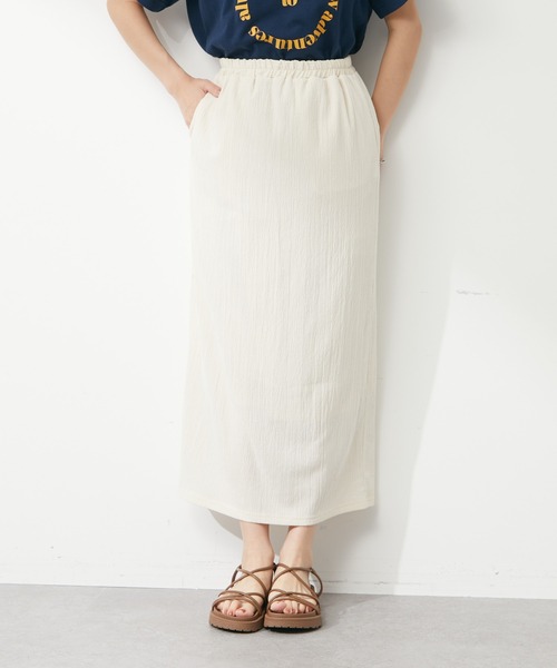Green Parks(グリーンパークス)の「Iラインシャーリングスカート(スカート・レディース・ネイビー/グリーン/アイボリー・FREE)」の2枚目の写真