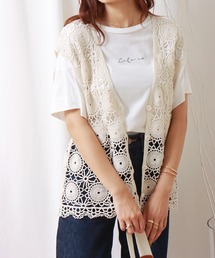 libelle more | かぎ針風透かし柄ベスト(ベスト)