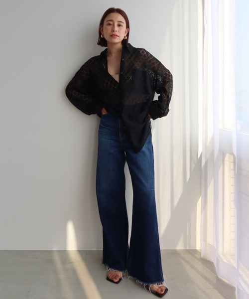 CREDONA（クレドナ）の「デニムワイドパンツBLU（デニムパンツ・レディース・ブルー・SMALL/MEDIUM/X-SMALL）」の4枚目の写真