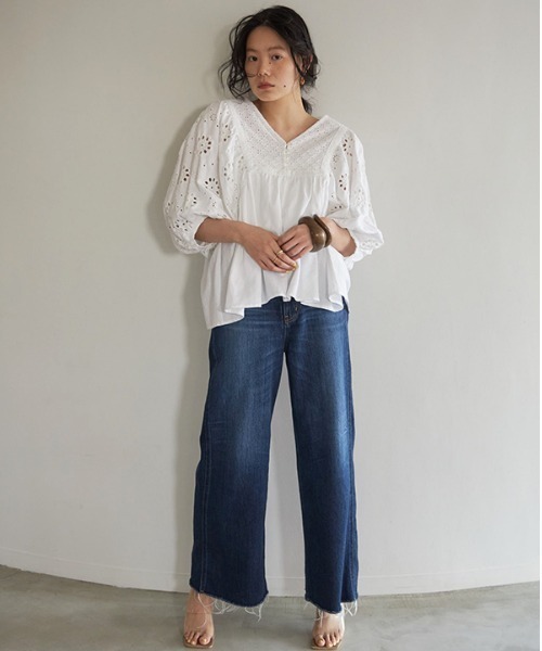 CREDONA（クレドナ）の「デニムワイドパンツBLU（デニムパンツ・レディース・ブルー・SMALL/MEDIUM/X-SMALL）」の14枚目の写真