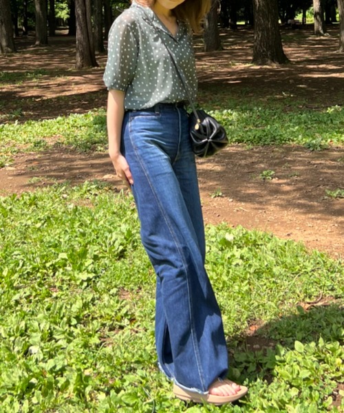 CREDONA（クレドナ）の「デニムワイドパンツBLU（デニムパンツ・レディース・ブルー・SMALL/MEDIUM/X-SMALL）」の6枚目の写真