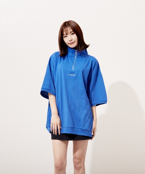 VIBGYOR(ヴィブジョー)の「ハーフZIP 刺繍 半袖 Hi/N(BEY)(Tシャツ/カットソー・メンズ・ブラック/ロイヤルブルー/アッシュグレー・MEDIUM/LARGE)」の3枚目の写真