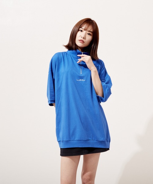 VIBGYOR(ヴィブジョー)の「ハーフZIP 刺繍 半袖 Hi/N(BEY)(Tシャツ/カットソー・メンズ・ブラック/ロイヤルブルー/アッシュグレー・MEDIUM/LARGE)」の8枚目の写真
