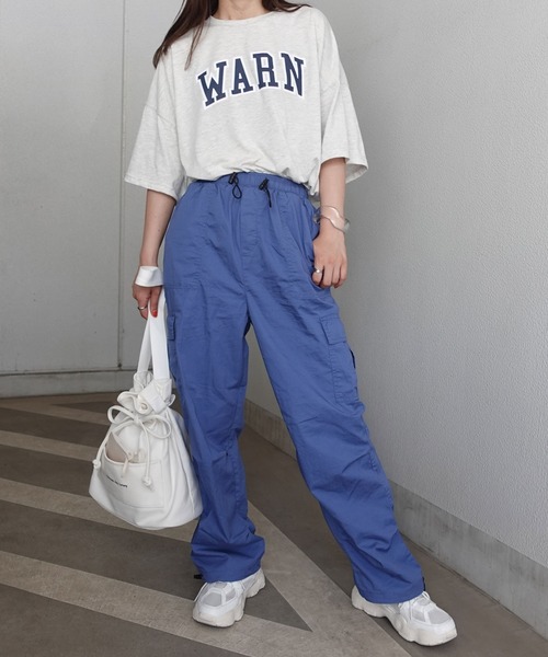 CORNERS（コーナーズ）の「イージーカーゴパンツ（カーゴパンツ・レディース・ブラック/オフホワイト/カーキ/ブルー/グリーン/レッド/アイボリー・M/L）」の6枚目の写真