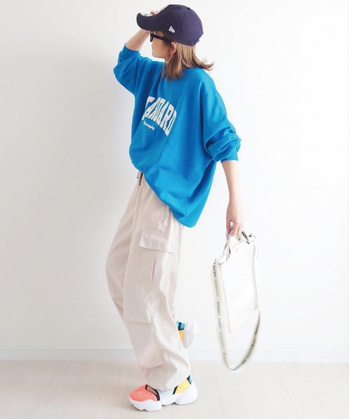 CORNERS（コーナーズ）の「イージーカーゴパンツ（カーゴパンツ・レディース・ブラック/オフホワイト/カーキ/ブルー/グリーン/レッド/アイボリー・M/L）」の3枚目の写真