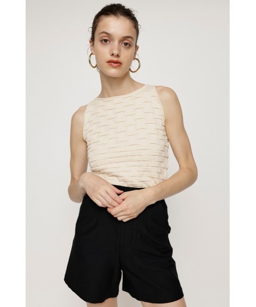 ミディアムmediamチェッカーニットタンクベージュ SLY（スライ）の「CHECKER KNIT TANK チェッカー ニット タンク