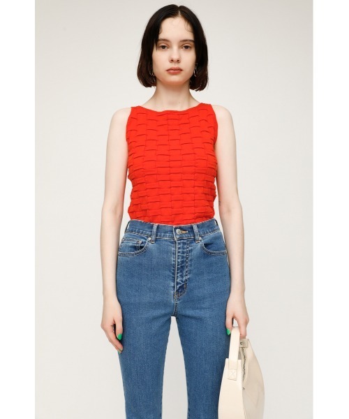 SLY(スライ)の「CHECKER KNIT TANK チェッカー ニット タンクトップ(タンクトップ・レディース・ブラック/オレンジ/グリーン/アイボリー・FREE)」の14枚目の写真