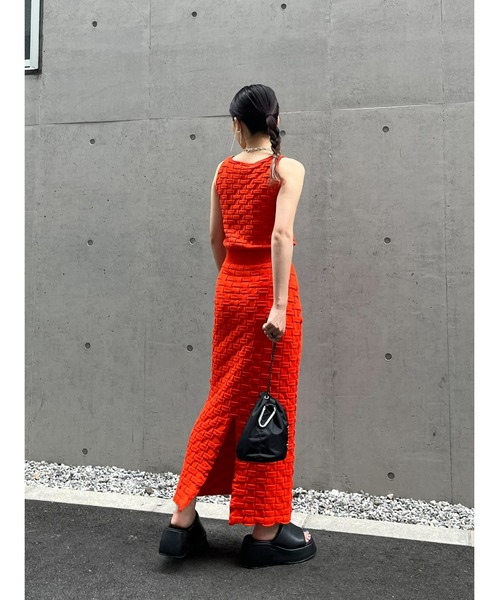 SLY（スライ）の「CHECKER KNIT TANK チェッカー ニット タンクトップ