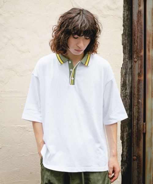 BROKEN BASE(ブロークンベース)の「オーバーサイズマルチカラーポロシャツ(Tシャツ/カットソー・メンズ・ホワイト/ブラック・MEDIUM/LARGE)」の16枚目の写真