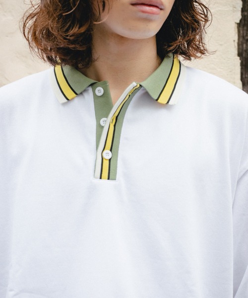 BROKEN BASE(ブロークンベース)の「オーバーサイズマルチカラーポロシャツ(Tシャツ/カットソー・メンズ・ホワイト/ブラック・MEDIUM/LARGE)」の14枚目の写真