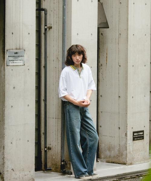 BROKEN BASE(ブロークンベース)の「オーバーサイズマルチカラーポロシャツ(Tシャツ/カットソー・メンズ・ホワイト/ブラック・MEDIUM/LARGE)」の13枚目の写真