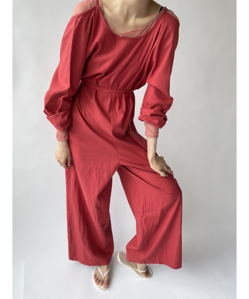 BASERANGE(ベースレンジ)の「【BASERANGE/ベースレンジ】OTAY LONGSLEEVE JUMPSUIT(サロペット/オーバーオール・レディース・レッド・SMALL/X-SMALL)」の5枚目の写真