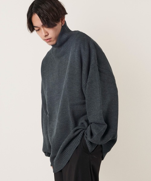 ADPOSION(アドポーション)の「ビッグシルエットハイネックニット(ニット/セーター・メンズ・ブラウン/ブルー/グリーン/ベージュ/ネイビー/グレー/チャコールグレー/ブラック・MEDIUM/LARGE)」の20枚目の写真
