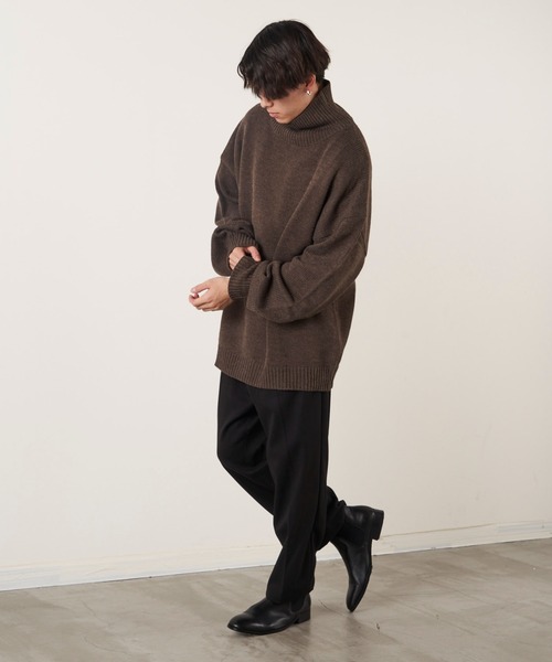 ADPOSION(アドポーション)の「ビッグシルエットハイネックニット(ニット/セーター・メンズ・ブラウン/ブルー/グリーン/ベージュ/ネイビー/グレー/チャコールグレー/ブラック・MEDIUM/LARGE)」の15枚目の写真