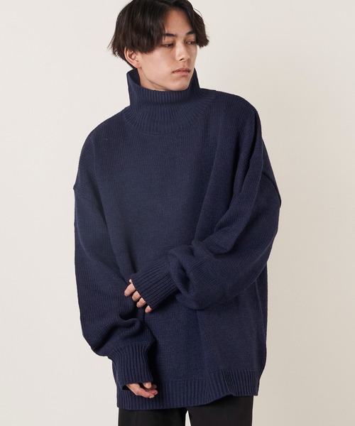 ADPOSION(アドポーション)の「ビッグシルエットハイネックニット(ニット/セーター・メンズ・ブラウン/ブルー/グリーン/ベージュ/ネイビー/グレー/チャコールグレー/ブラック・MEDIUM/LARGE)」の22枚目の写真