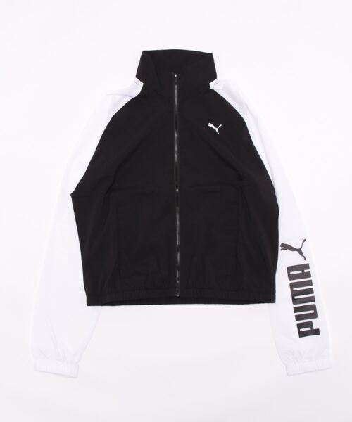 PUMA（プーマ）の「PUMA プーマ ウィメンズ トレーニング PUMA FIT ロゴ カラーブロック ウーブンジャケット（ブルゾン・レディース・ブラック×ホワイト・SMALL/MEDIUM/LARGE/X-LARGE）」の8枚目の写真