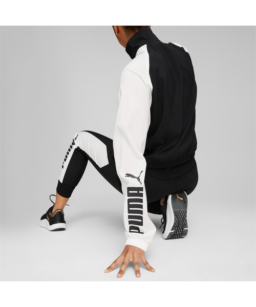 PUMA（プーマ）の「PUMA プーマ ウィメンズ トレーニング PUMA FIT ロゴ カラーブロック ウーブンジャケット（ブルゾン・レディース・ブラック×ホワイト・SMALL/MEDIUM/LARGE/X-LARGE）」の3枚目の写真