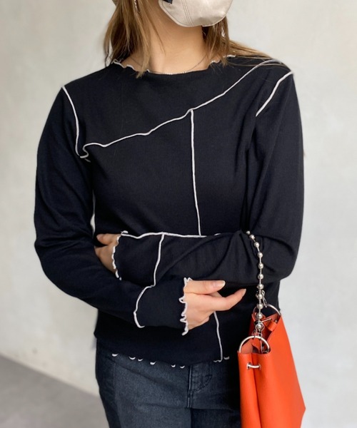 CPCM（シーピーシーエム）の「メローリブインナー（Tシャツ/カットソー・レディース・アイボリー/ブラック/モカ/サックスブルー/オレンジ・FREE）」の3枚目の写真