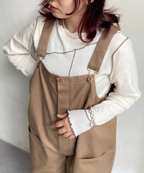 CPCM（シーピーシーエム）の「メローリブインナー（Tシャツ/カットソー・レディース・アイボリー/ブラック/モカ/サックスブルー/オレンジ・FREE）」の14枚目の写真