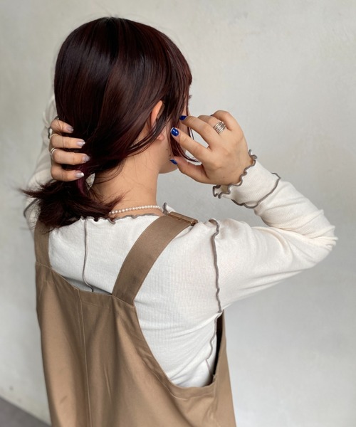 CPCM（シーピーシーエム）の「メローリブインナー（Tシャツ/カットソー・レディース・アイボリー/ブラック/モカ/サックスブルー/オレンジ・FREE）」の17枚目の写真