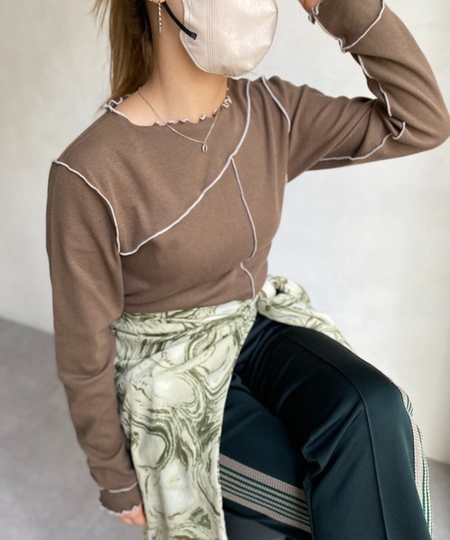 CPCM（シーピーシーエム）の「メローリブインナー（Tシャツ/カットソー・レディース・アイボリー/ブラック/モカ/サックスブルー/オレンジ・FREE）」の21枚目の写真