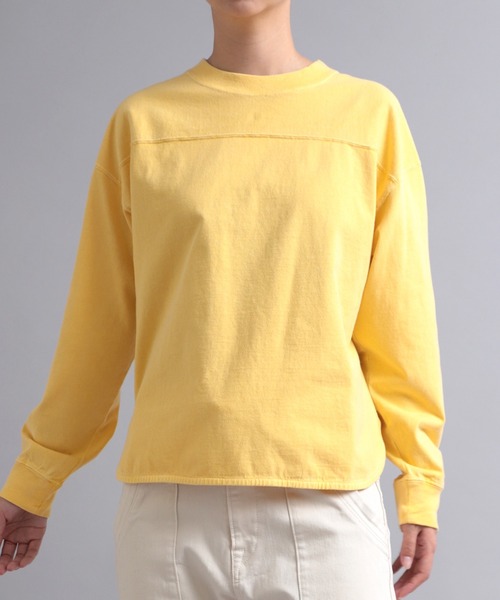 RNA-N(アールエヌエーエヌ)の「M1915 ピグメントダイフットボールT(Tシャツ/カットソー・レディース・オフホワイト/グレー/イエロー/グリーン・MEDIUM)」の1枚目の写真