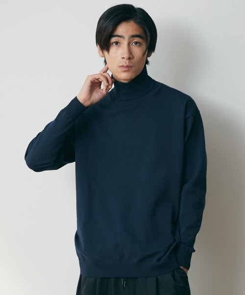 CRAFT STANDARD BOUTIQUE（クラフトスタンダードブティック）の「ライトニットタートルネックBIGプルオーバー　＊◆（ニット/セーター・メンズ・ブラック/アイボリー/ダークネイビー・LL/M/L）」の3枚目の写真