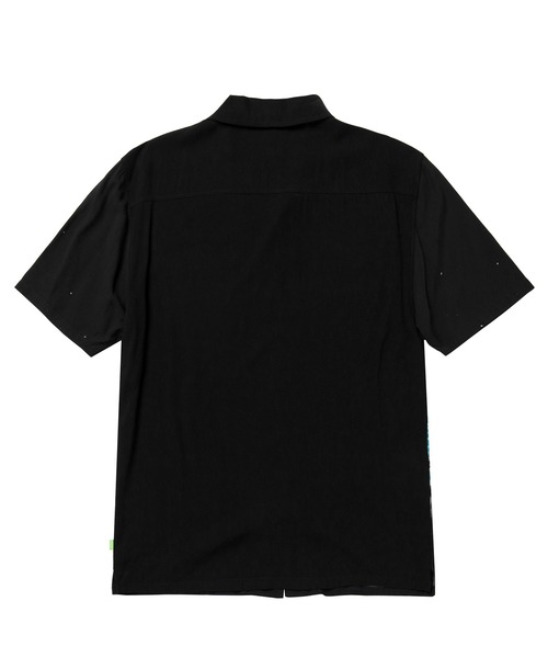【国内正規品】ハフ HUF 総柄 ブラック ブルー 半袖シャツ #731 HUF ハフ 総ネーム柄シャツ 半袖シャツ ブラック HUF WORLDWIDE