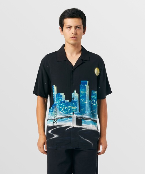 【国内正規品】ハフ HUF 総柄 ブラック ブルー 半袖シャツ #731 HUF ☆SALE セール☆ ハフ ZODIAC S/S SHIRT ゾディアック 半袖