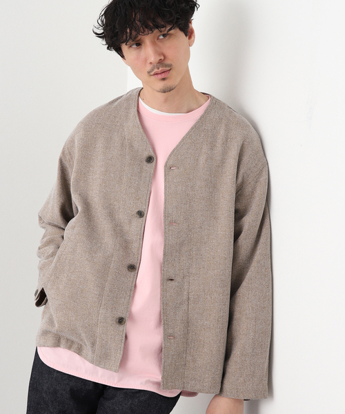 JOURNAL STANDARD relume(ジャーナルスタンダード レリューム)の「3TONE TWEED LIKE カーディガンブルゾン(シャツ/ブラウス・メンズ・ライトグレー/ブラウン系その他/ベージュ系その他・MEDIUM/LARGE)」の2枚目の写真