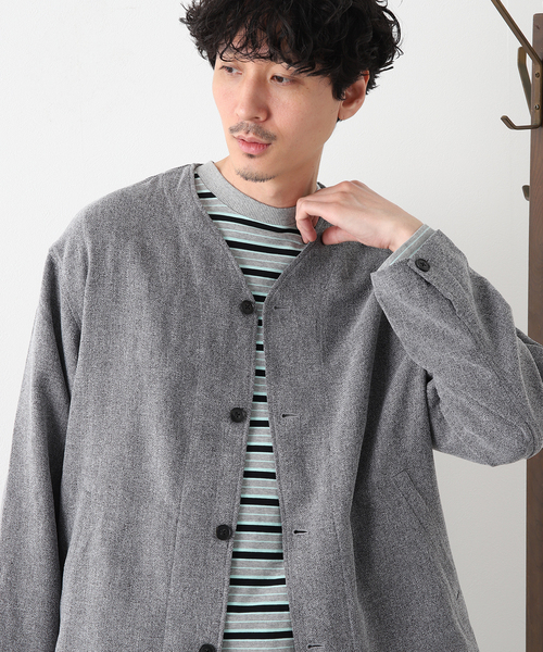 JOURNAL STANDARD relume(ジャーナルスタンダード レリューム)の「3TONE TWEED LIKE カーディガンブルゾン(シャツ/ブラウス・メンズ・ライトグレー/ブラウン系その他/ベージュ系その他・MEDIUM/LARGE)」の1枚目の写真
