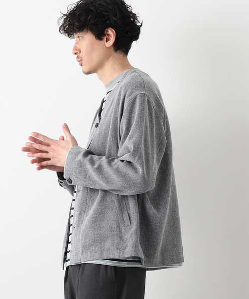 JOURNAL STANDARD relume(ジャーナルスタンダード レリューム)の「3TONE TWEED LIKE カーディガンブルゾン(シャツ/ブラウス・メンズ・ライトグレー/ブラウン系その他/ベージュ系その他・MEDIUM/LARGE)」の4枚目の写真