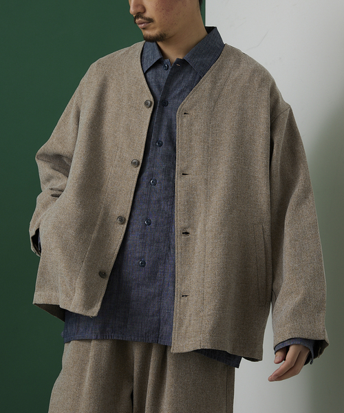 JOURNAL STANDARD relume(ジャーナルスタンダード レリューム)の「3TONE TWEED LIKE カーディガンブルゾン(シャツ/ブラウス・メンズ・ライトグレー/ブラウン系その他/ベージュ系その他・MEDIUM/LARGE)」の13枚目の写真