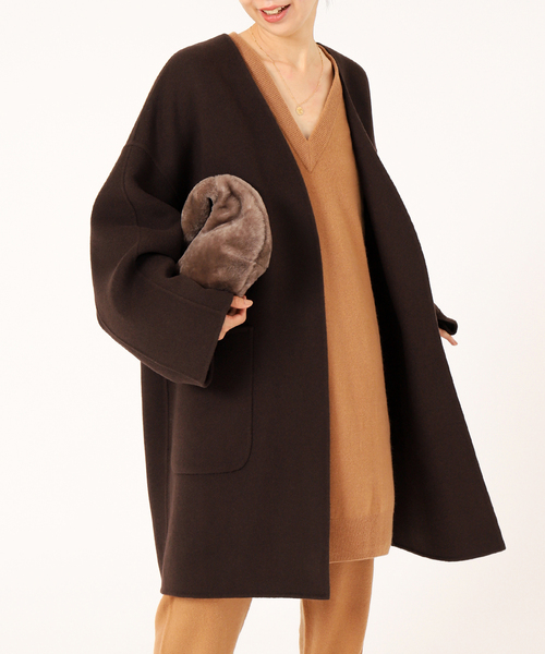 【極美品】IENA MANTECO PURE リバーハーフコート 36 ブラウン IENA（イエナ）の「MANTECO PURE リバーハーフコート（その他アウター