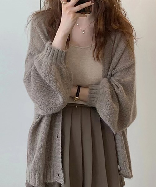 Girly Doll(ガーリードール)の「モヘアニットカーディガン(カーディガン/ボレロ・レディース・ベージュ/ブラック/モカ/ブラウン/グレー・F)」の6枚目の写真