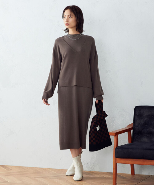 MONO　COMME CA（モノコムサ）の「チェック柄　ニットバッグ（ハンドバッグ・レディース・ブラック/ブラウン・FREE）」の10枚目の写真