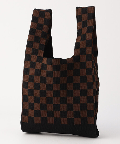 MONO　COMME CA（モノコムサ）の「チェック柄　ニットバッグ（ハンドバッグ・レディース・ブラック/ブラウン・FREE）」の5枚目の写真