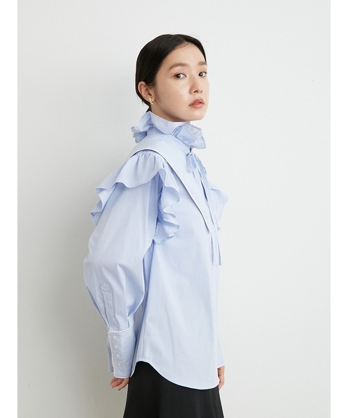 LILY BROWN(リリーブラウン)の「2wayフリルシャツブラウス(シャツ/ブラウス・レディース・ホワイト/ブルー/ブラック・FREE)」の10枚目の写真
